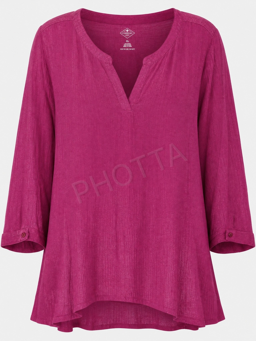 St. John's Bay Split-Neck Tunic Top - Magenta